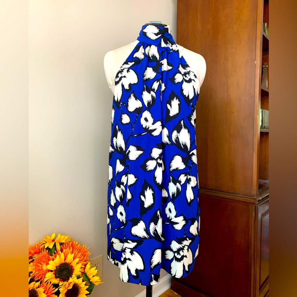 Tyche Halter Dress Blue Graphic Magnolia sleeveless
